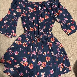 Hollister Navy Floral Off-Shoulder Romper